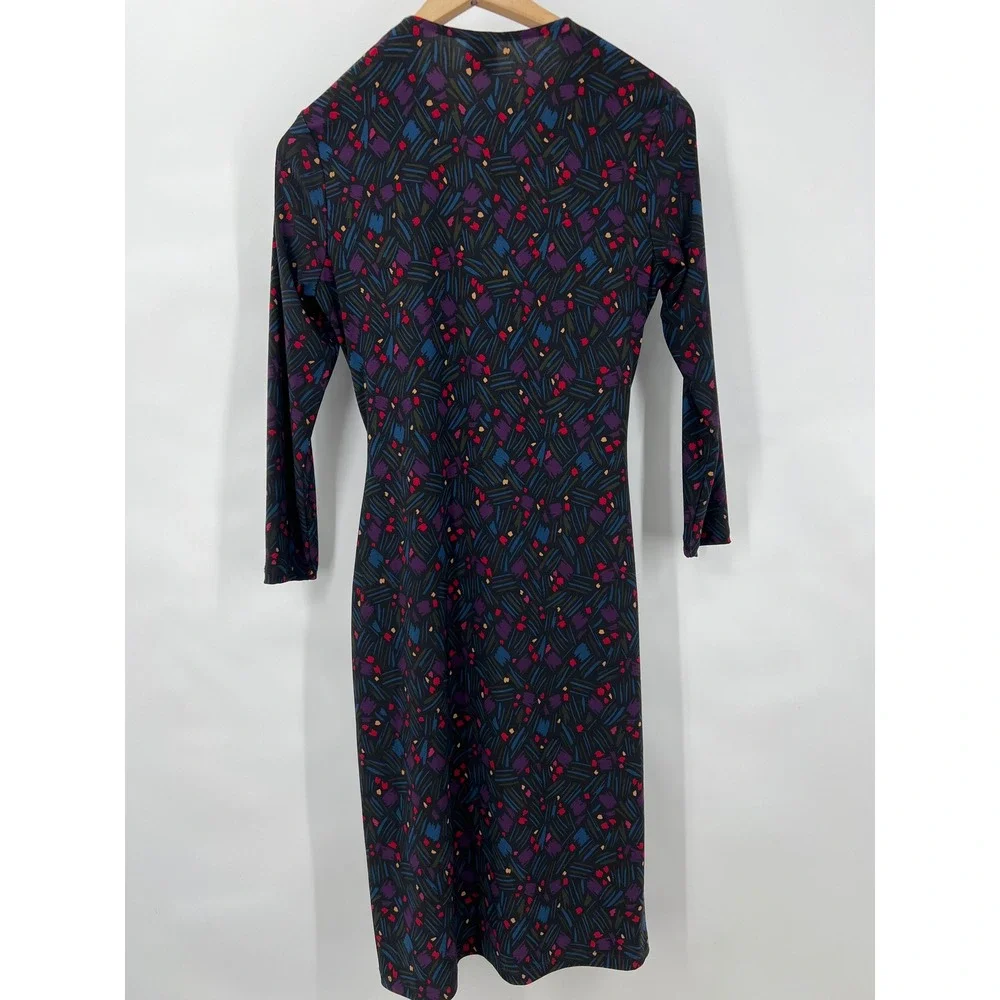 Anne‎ Klein Dress Womens 6 Abstract Print Wrap Surplice Career Quiet Luxury